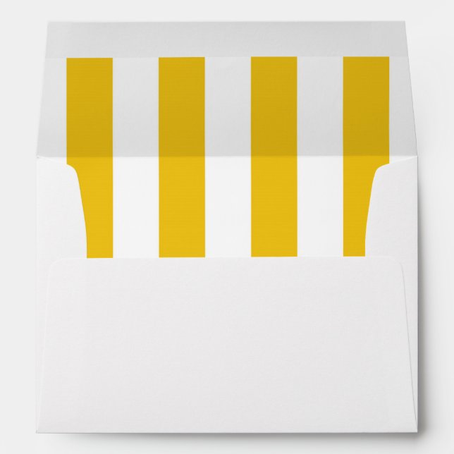 Yellow & White Stripes Modern Striped Invitation Envelopes (Back (Bottom))