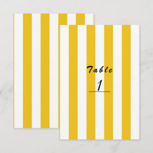 Yellow & White Stripes Modern Striped Table Number
