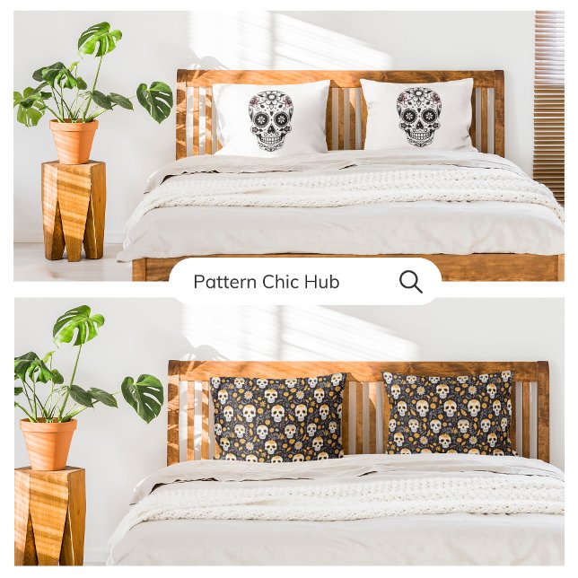 Yellow White Sugar Skull Horror Fun Modern Pillowcase (Creator Uploaded)