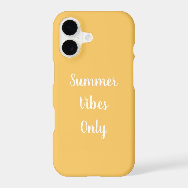 Yellow & White Summer Vibes Only Typography iPhone Case (Back)