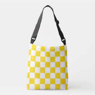 Yellow White Trendy Chequered Pattern Crossbody Bag