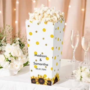 Yellow White Wedding Sunflower Favor Box