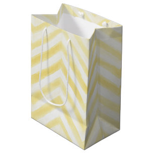 Yellow White Zigzag Stripes Birthday Medium Gift Bag