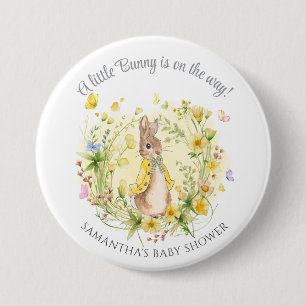 Yellow Widflower Peter Rabbit Baby Shower Favours  3 Inch Round Button