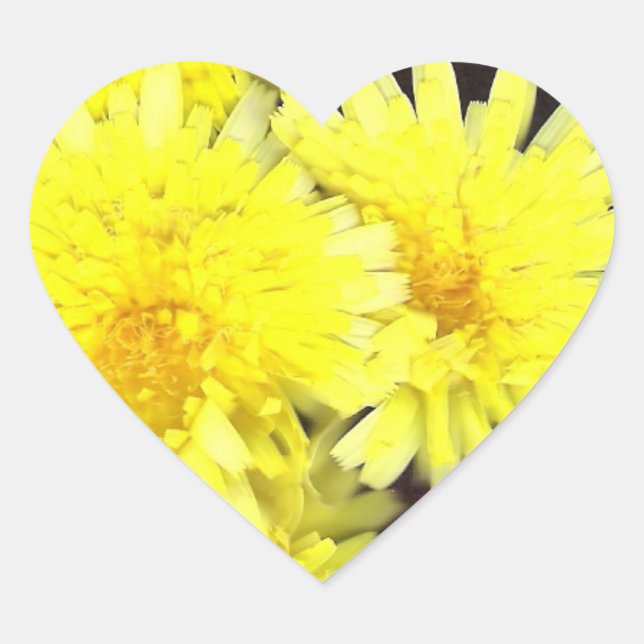 Yellow Wild Flowers Heart Heart Sticker (Front)