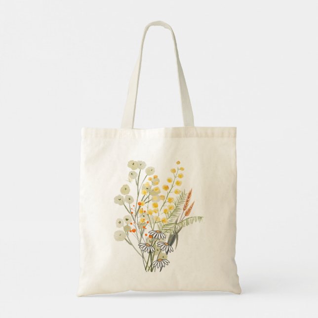 yellow wild flowers tote bag (Back)