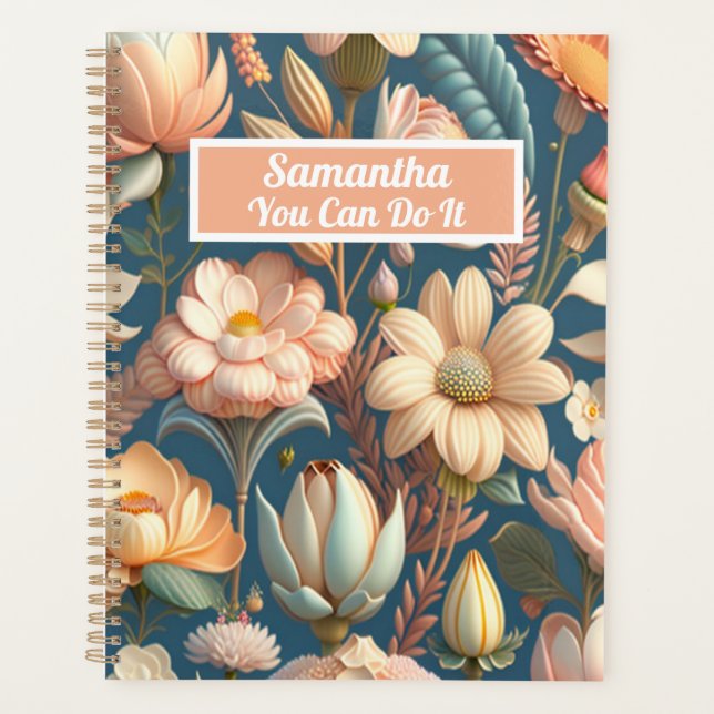 Yellow wild flowers "You can do it" floral custom Planner (Front)