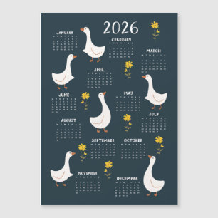 Yellow Wildflower and Goose 2026 Calendar - Navy