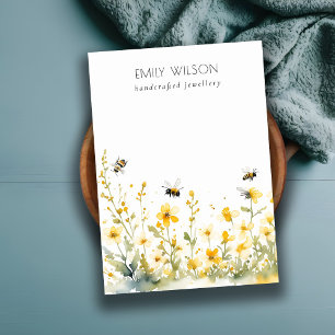Yellow Wildflower Bee Blank Logo Jewelry Display Business Card