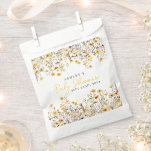 Yellow Wildflower Boho Watercolor Baby Shower Favour Bag