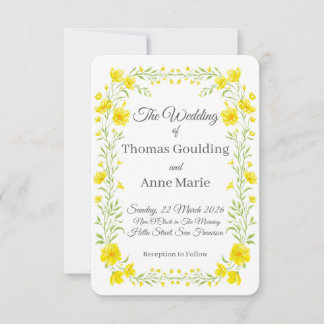Yellow Wildflower Botanical Border and Frame Invitation