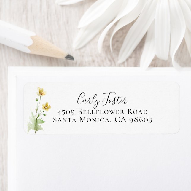 Yellow Wildflower Botanical Return Address (Insitu)