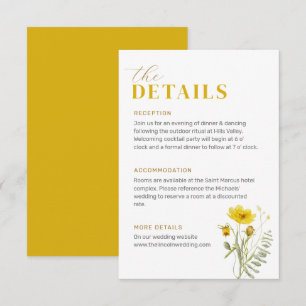 Yellow Wildflower Bouquet Meadow Flowers Wedding Enclosure Card