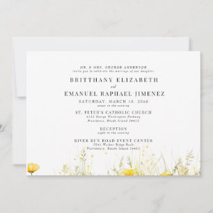 Yellow Wildflower Bride Parents 2 Venue Wedding  Invitation
