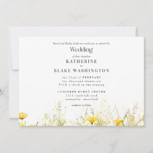 Yellow Wildflower Colourful Wedding II Invitation