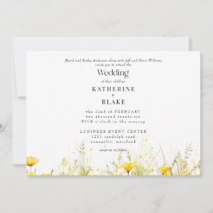 Yellow Wildflower Colourful Wedding III Invitation
