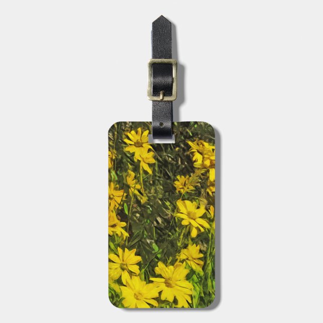 Yellow Wildflower Daisies Abstract Luggage Tag (Front Vertical)