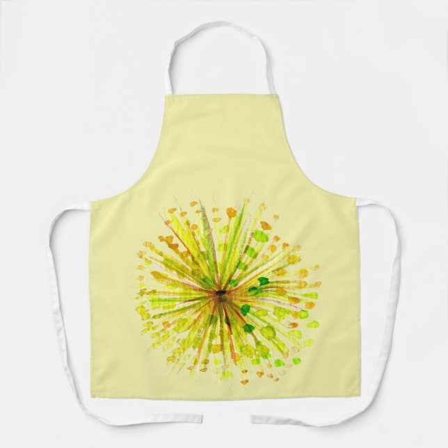 Yellow wildflower dandelion watercolor flower apron (Front)
