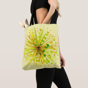 Yellow wildflower dandelion watercolor flower tote bag