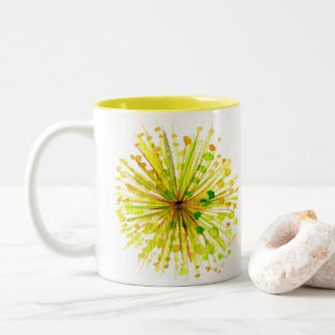 Yellow wildflower dandelion watercolor flower Two-Tone coffee mug