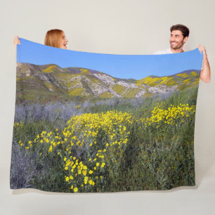 Yellow Wildflower Field Landscape Fleece Blanket
