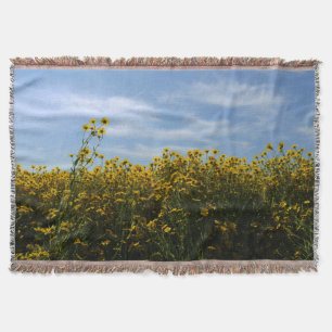 Yellow Wildflower Field Landscape Throw Blanket