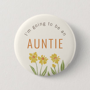 Yellow Wildflower Going to be an Auntie 2 Inch Round Button