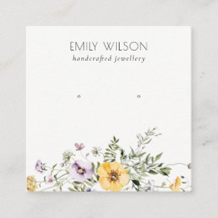 Yellow Wildflower Lilac Stud Earring Display Square Business Card