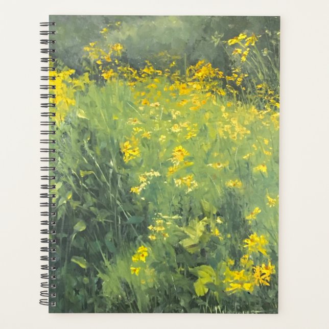 Yellow Wildflower Original Oil Painting Planner (Front)