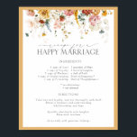 Yellow Wildflower Recipe for a Happy Marriage Poster<br><div class="desc">Check out our gorgeous Elegant Yellow Wildflower Recipe for a Happy Marriage Poster! Whether as a gift to the bride-to-be, or a poster at the bridal shower, this sweet Recipe for a Happy Marriage poster is sure to be treasured! Featuring gorgeous watercolor floral artwork in shades of warm neutral shades...</div>