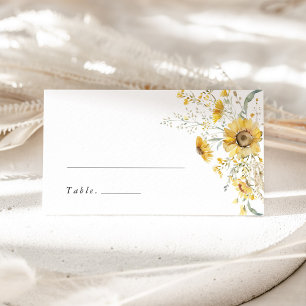 Yellow Wildflower Sunflower Wedding Place Card