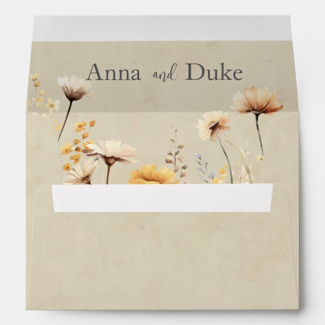 Yellow Wildflower Wedding Envelope (Back (Bottom))