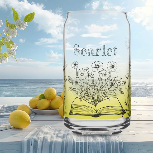 Yellow Wildflowers and Butterflies Can Glass (Creator Uploaded)