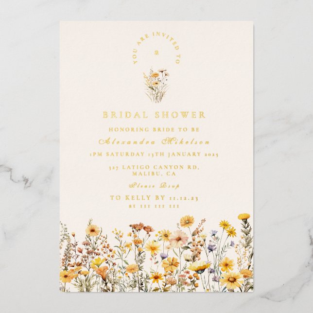 Yellow Wildflowers and Daisies Bridal Shower (Front)