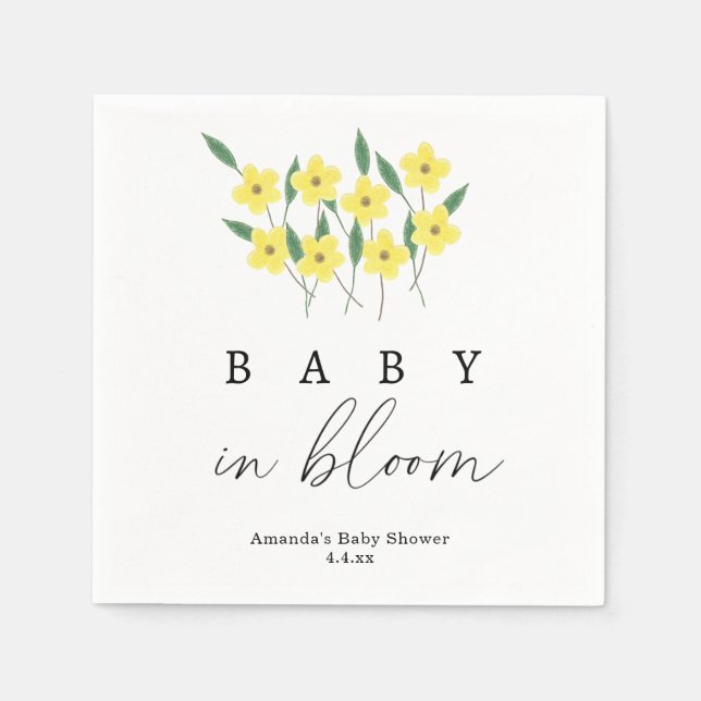 Yellow Wildflowers - Baby in bloom Napkin (Front)
