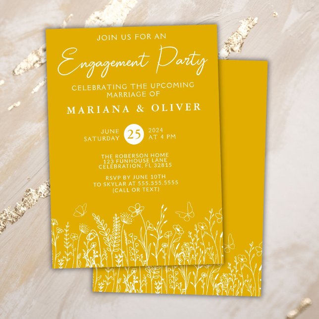 Yellow Wildflowers Engagement Party Invitation (Creator Uploaded)