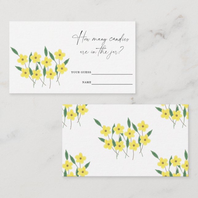 Yellow Wildflowers Guess how many candies game Enclosure Card (Front/Back)