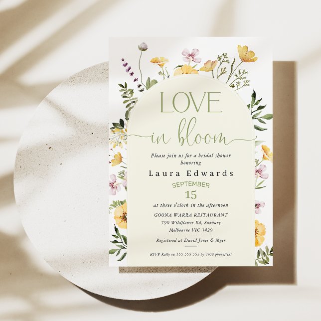 Yellow Wildflowers Love in Bloom Bridal Shower Invitation (Wildflowers Love In Bloom Bridal Shower Invitation, Summer Floral Bridal Shower Invite, Spring )
