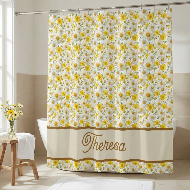 Yellow Wildflowers Pattern Monogram Name (Creator Uploaded)