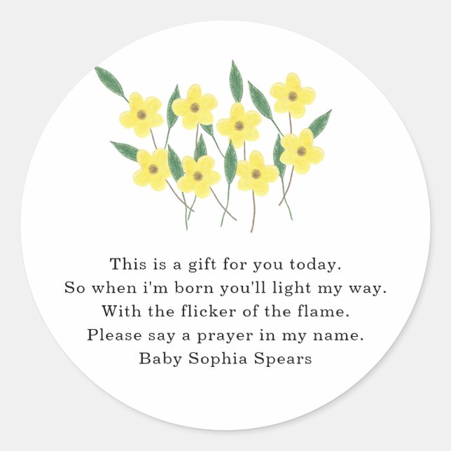Yellow Wildflowers - Prayer Candle Label (Front)