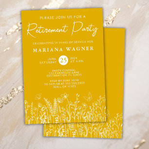 Yellow Wildflowers Retirement Party Invitation