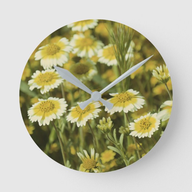 Yellow Wildflowers Round Clock (Front)