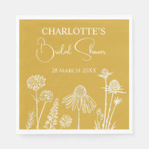 Yellow Wildflowers Sketched Floral Bridal Shower