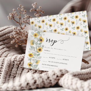 Yellow Wildflowers Sunflowers Wedding RSVP Cards
