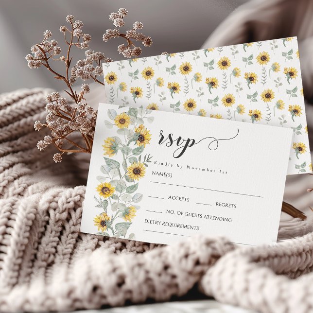 Yellow Wildflowers Sunflowers Wedding RSVP Cards (Creator Uploaded)