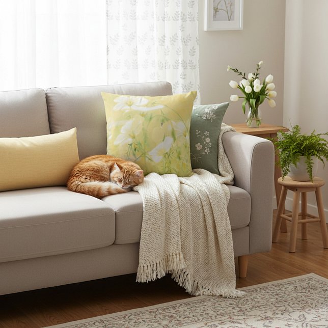 Yellow wildflowers throw pillow (Creator Uploaded)