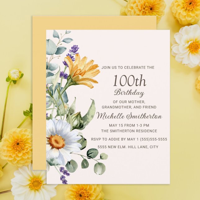 Yellow Wildflowers White Daisies 100th Birthday (Creator Uploaded)