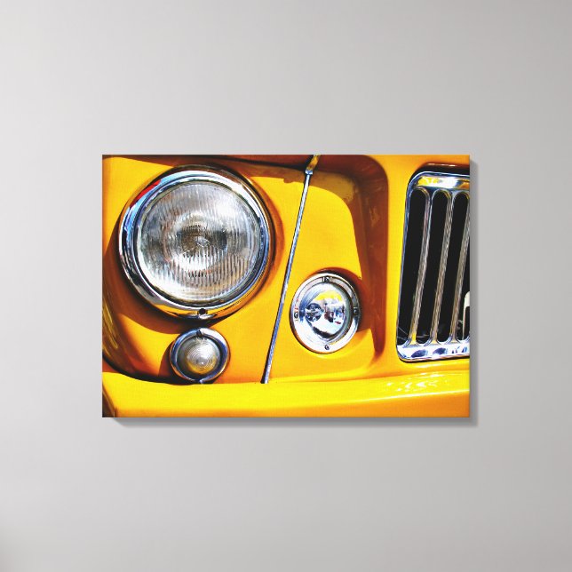 Yellow Willys Jeep Station Wagon headlight Canvas Print (Front)