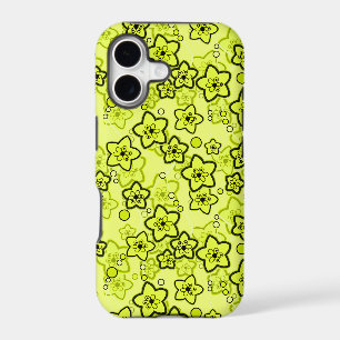 Yellow with black bright neon floral pattern