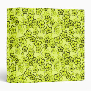 Yellow with black bright neon floral pattern binder